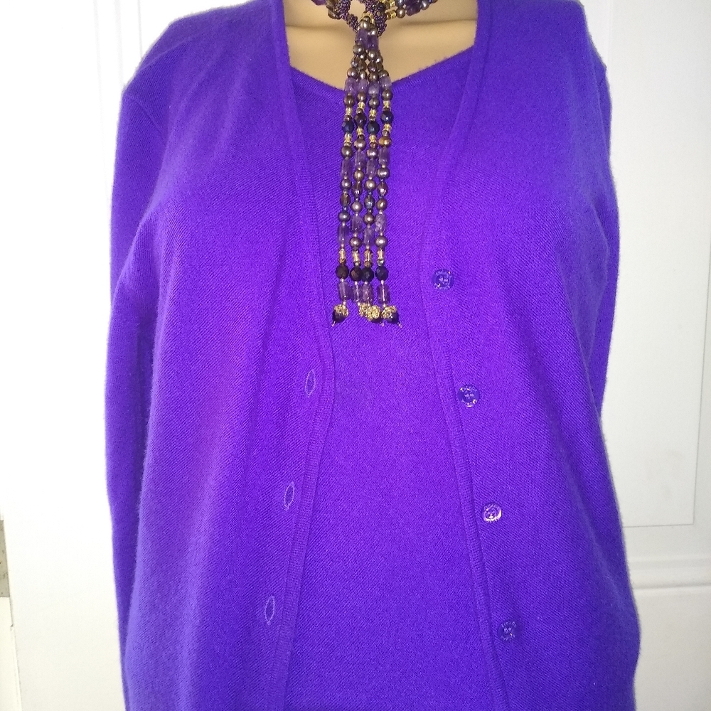 ESCADA S 36 2 PC 100% CASHMERE  SWEATER CARDIGAN SET M - Picture 9 of 9